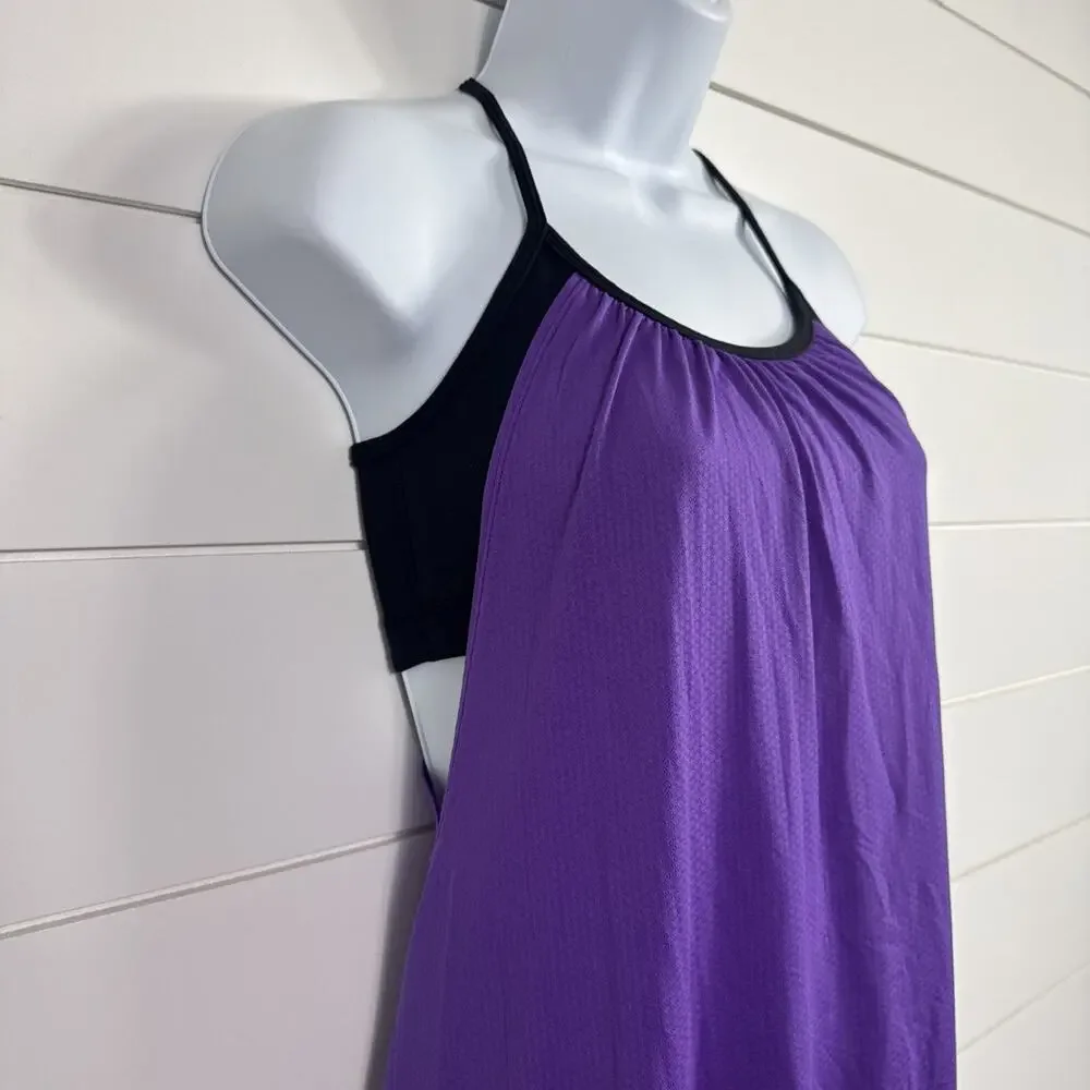 Lululemon No Limits Tank Top w/ Sport Bra Purple Black sz 4